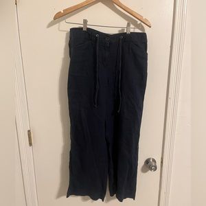 Jones New York Sport | 100% linen high waisted crop| women’s Size M | Navy blue